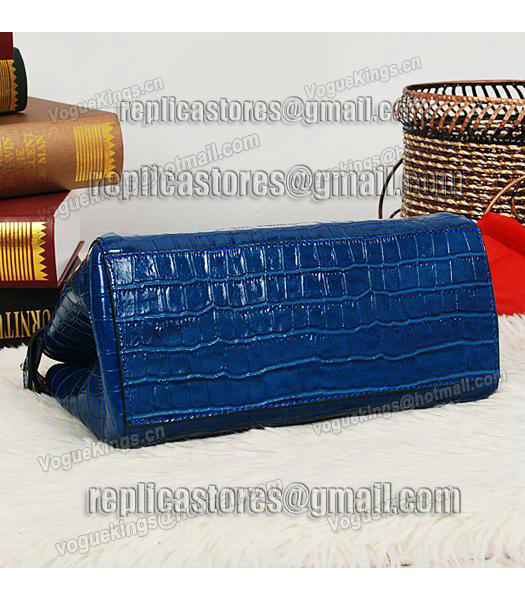 Fendi Top-quality Croc Veins Leather Small Tote Bag 6063 In Blue-3