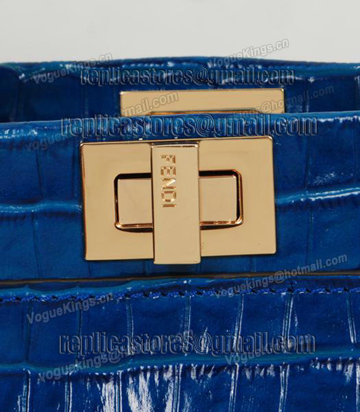 Fendi Top-quality Croc Veins Leather Small Tote Bag 6063 In Blue-6