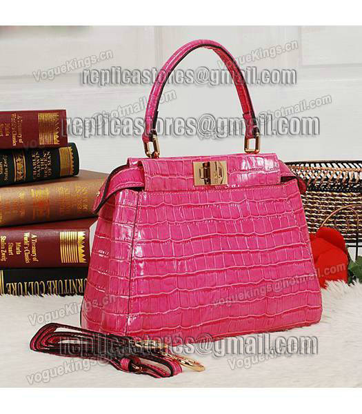 Fendi Top-quality Croc Veins Leather Small Tote Bag 6063 In Plum Red-1