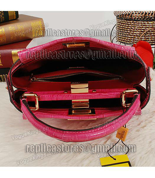 Fendi Top-quality Croc Veins Leather Small Tote Bag 6063 In Plum Red-4