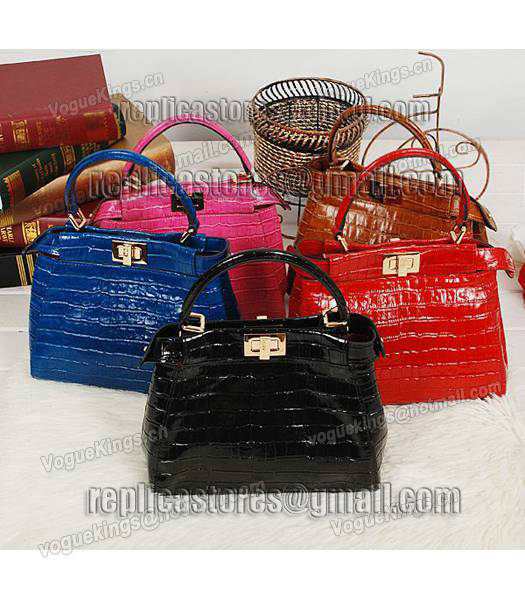 Fendi Top-quality Croc Veins Leather Small Tote Bag 6063 In Red-7
