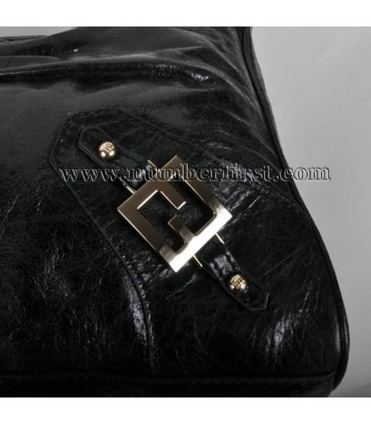 Fendi Tote Bag Black Oil Leather-4