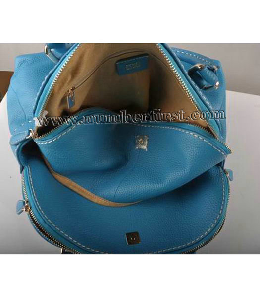 Fendi Tote Bag Blue Cow Leather-1-4
