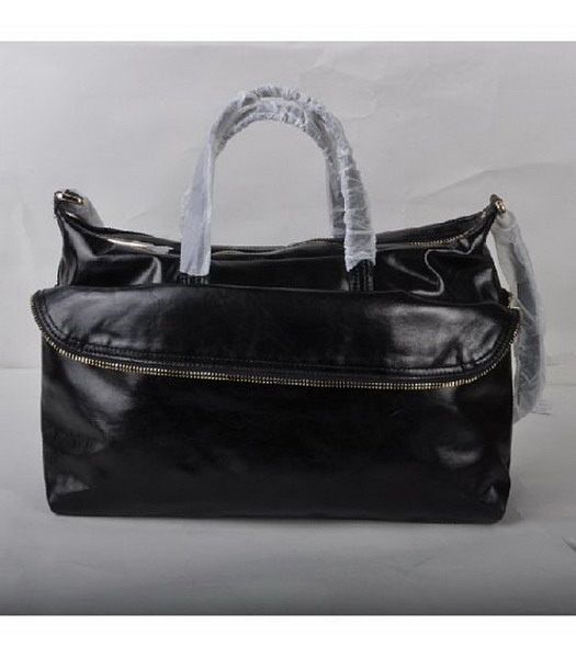Fendi Tote Shoulder Bag Black Oil Leather-1
