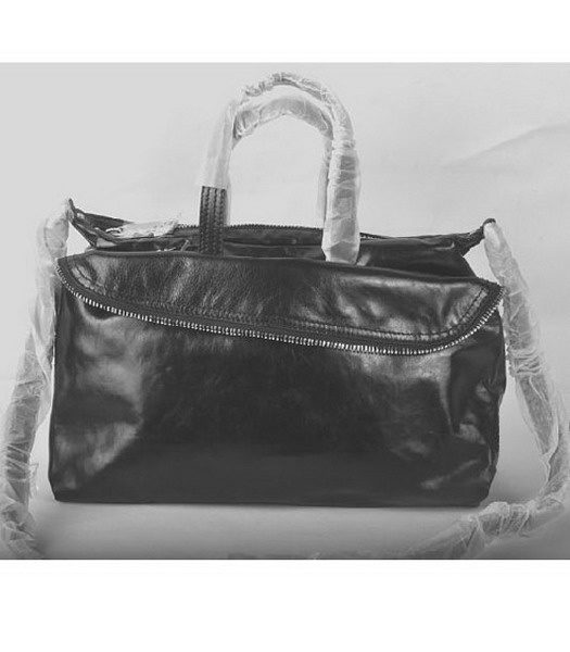 Fendi Tote Shoulder Bag Black Oil Leather