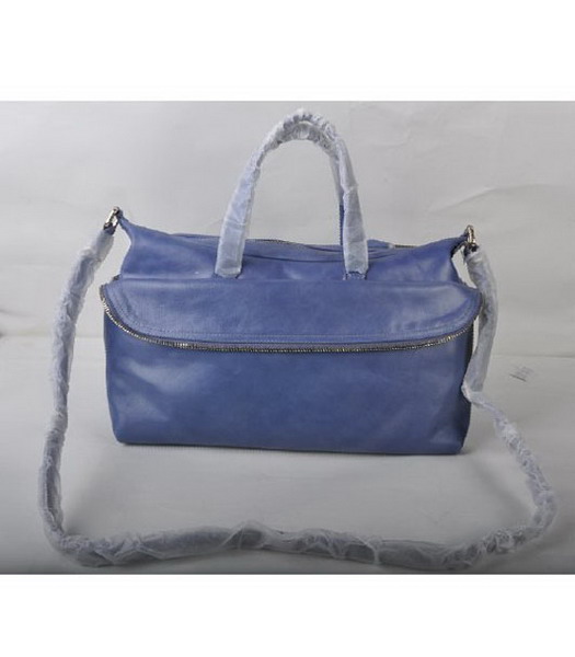 Fendi Tote Shoulder Bag Blue Oil Leather