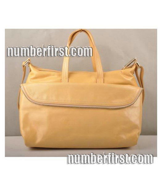 Fendi Unzipped Zip Yellow Oil Leather Tote Shoulder Bag -2