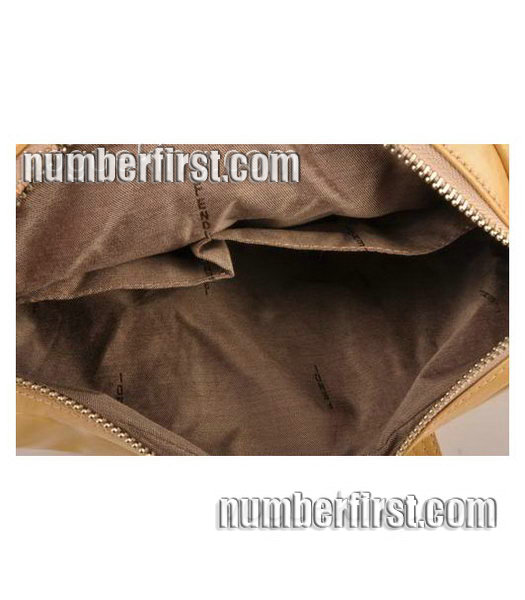 Fendi Unzipped Zip Yellow Oil Leather Tote Shoulder Bag -4