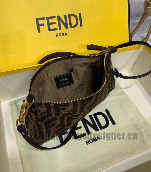 Fendi Vintage FF Coffee Upper Calfskin Leather Shoulder Bag-2