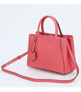 Fendi Watermelon Red Cross Veins Leather Small Tote Bag