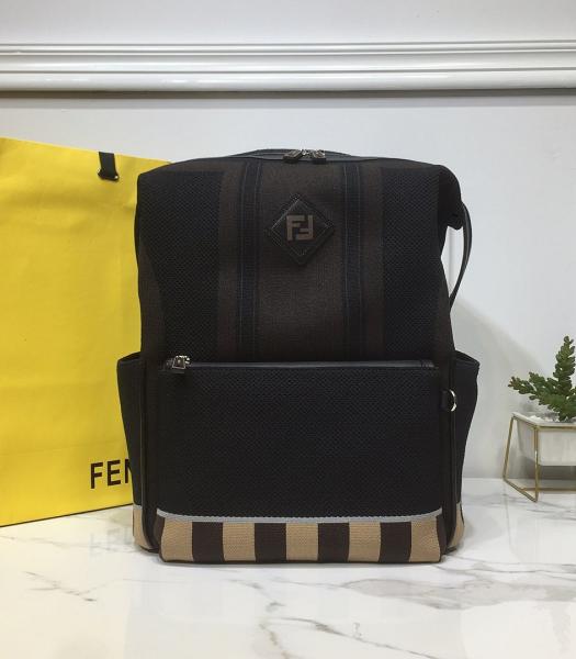 Fendi Waterproof Nylon With Black Leather Backpack