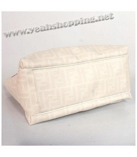 Fendi White FF Fabric with Leather Trim Bag-3