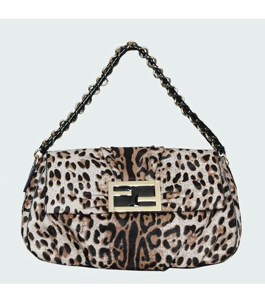 Fendi White Leopard Pattern Horsehair Tote Bag