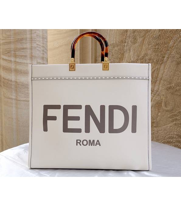 Fendi White Original Calfskin Leather 35cm Shopper Bag