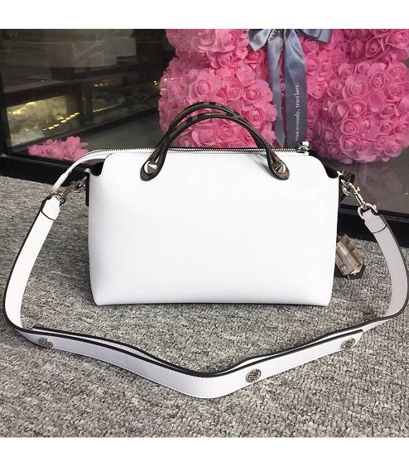 Fendi White Original Calfskin Leather With FF Handle 28cm By The Way Boston Bag