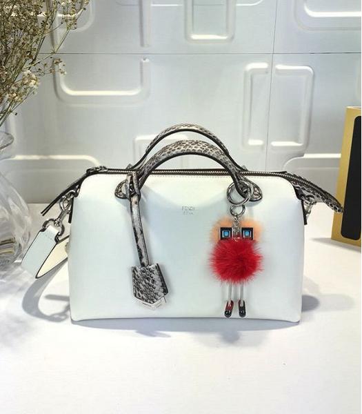Fendi White Original Leather With Python Veins Handle 28cm By The Way Bag