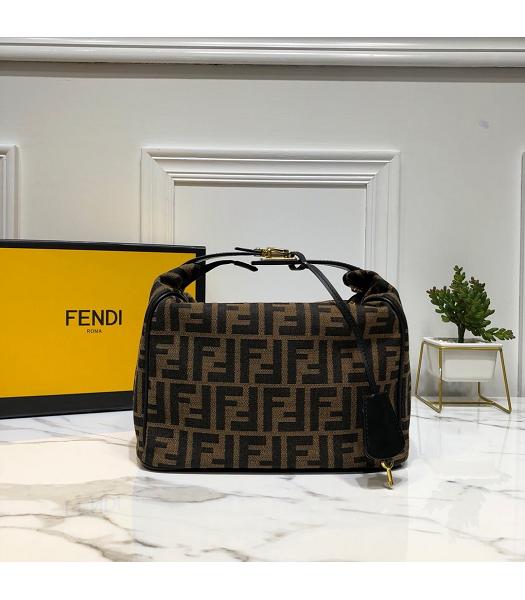 Fendi With Original Calfskin Leather Vintage Shoulder Bag Black