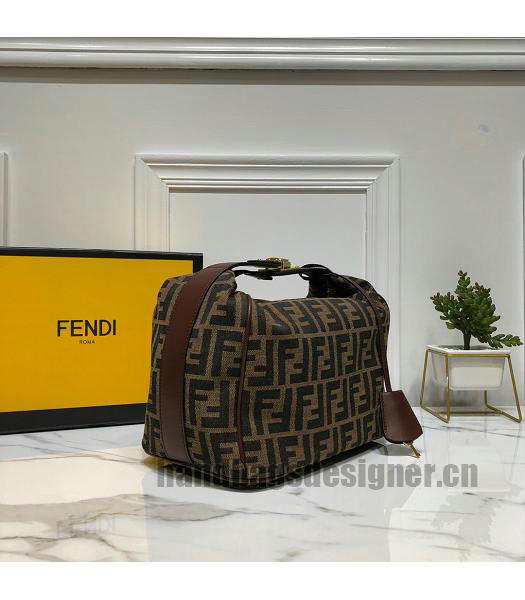 Fendi With Original Calfskin Leather Vintage Shoulder Bag Brown-1