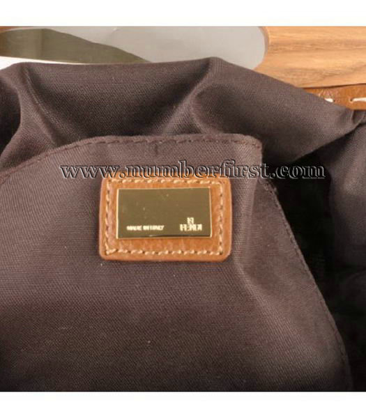 Fendi Wood Handle Tote Bag Togo Leather Earth Yellow-5