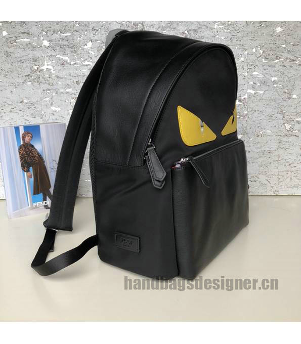 Fendi Yellow Eye Black Nylon With Original Leather Backpack-2