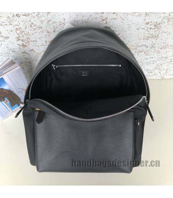 Fendi Yellow Eye Black Nylon With Original Leather Backpack-4