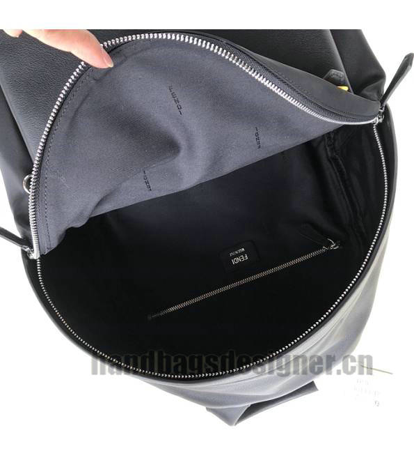 Fendi Yellow Eye Black Nylon With Original Leather Backpack-5