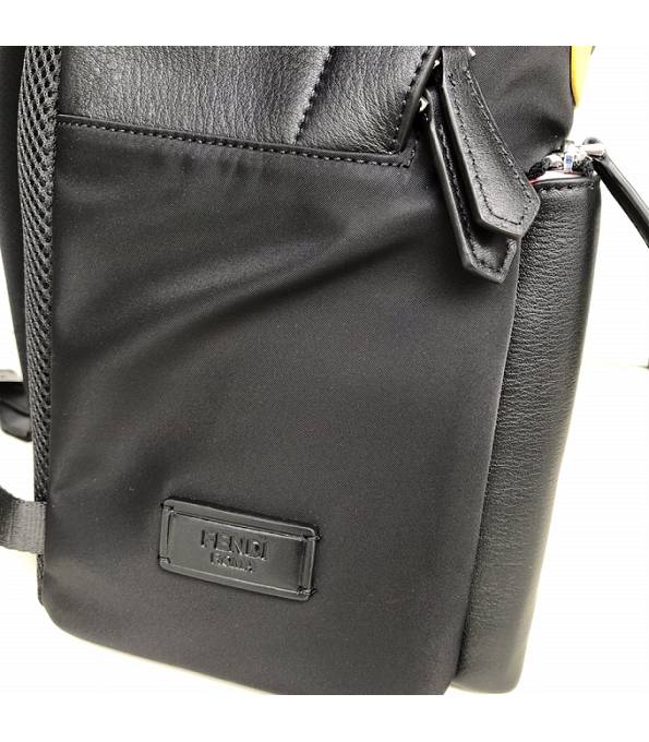 Fendi Yellow Eye Black Nylon With Original Leather Backpack-6