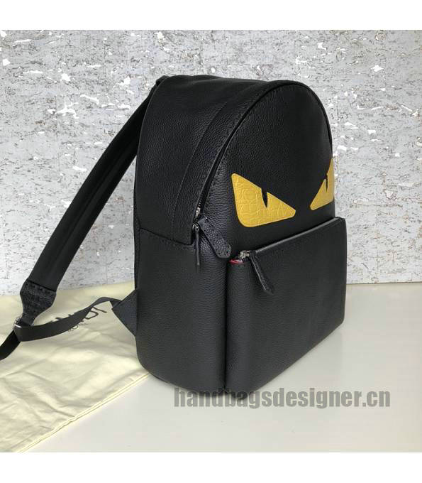 Fendi Yellow Eye Black Original Calfskin Leather Backpack-2