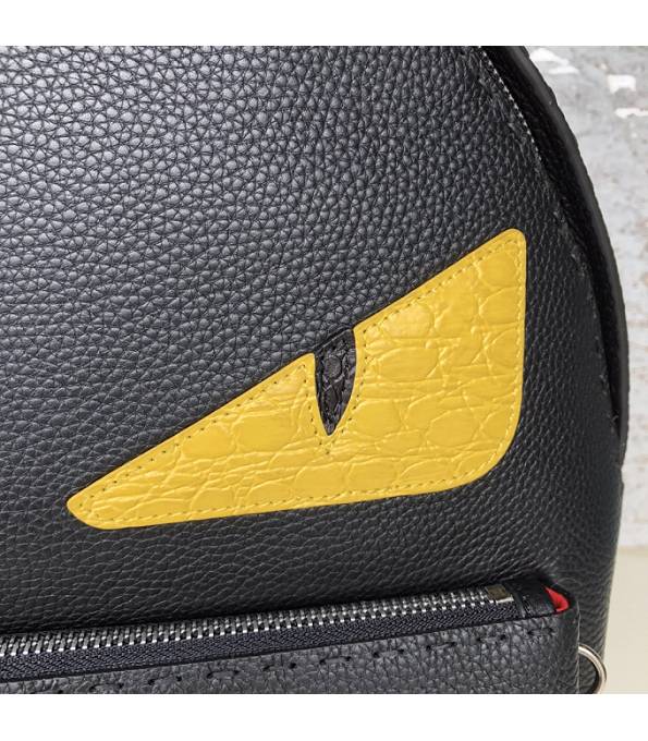 Fendi Yellow Eye Black Original Calfskin Leather Backpack-6