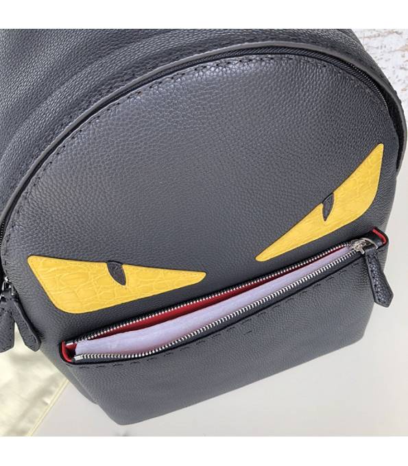 Fendi Yellow Eye Black Original Calfskin Leather Backpack-8