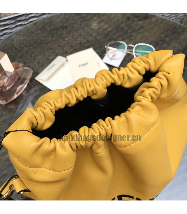 Fendi Yellow Original Lambskin Leather Pack Medium Pouch-2