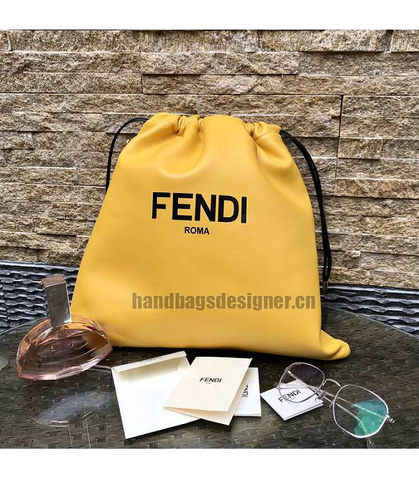 Fendi Yellow Original Lambskin Leather Pack Medium Pouch-6