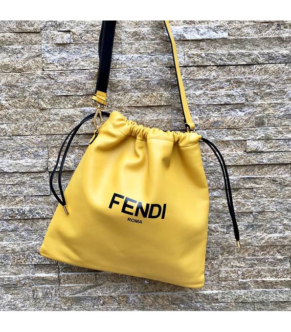 Fendi Yellow Original Lambskin Leather Pack Medium Pouch