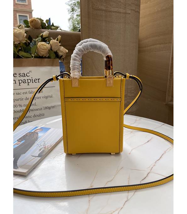 Fendi Yellow Original Leather Mini Sunshine Shopper Tote Bag-1