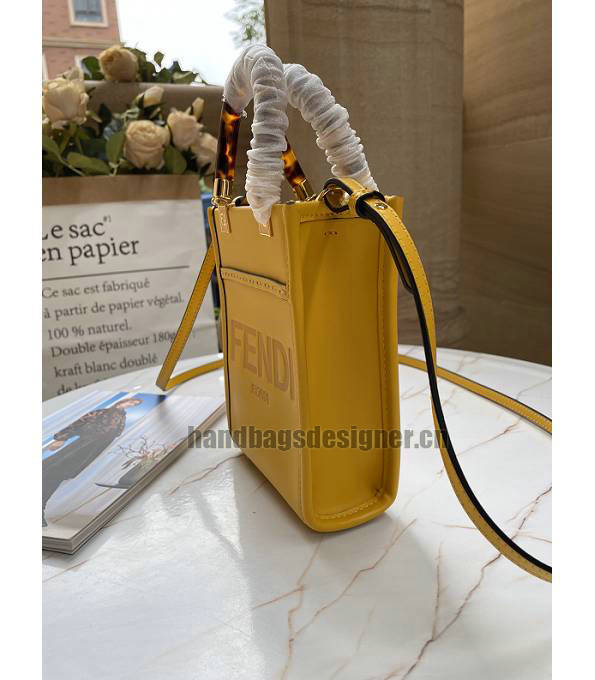 Fendi Yellow Original Leather Mini Sunshine Shopper Tote Bag-2