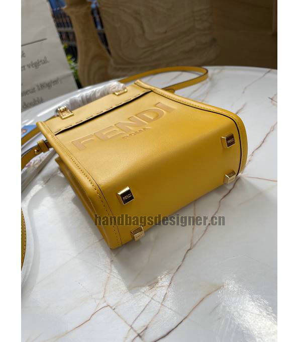 Fendi Yellow Original Leather Mini Sunshine Shopper Tote Bag-3