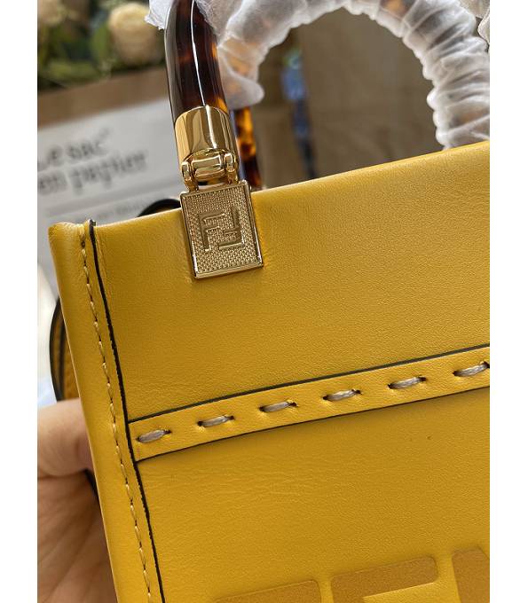 Fendi Yellow Original Leather Mini Sunshine Shopper Tote Bag-5
