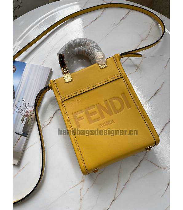 Fendi Yellow Original Leather Mini Sunshine Shopper Tote Bag-6