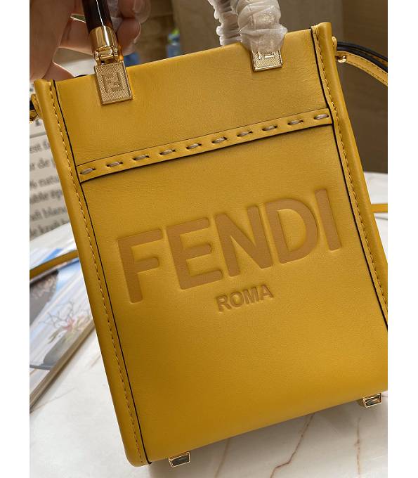 Fendi Yellow Original Leather Mini Sunshine Shopper Tote Bag-7