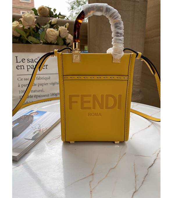 Fendi Yellow Original Leather Mini Sunshine Shopper Tote Bag