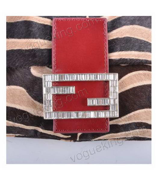 Fendi Zebra Hair With Jujube Leather Shoulder Bag-4