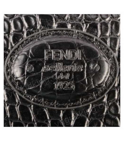 Fendi Zucca Shopper Handbag Black Horsehair With Croc Veins Leather-4