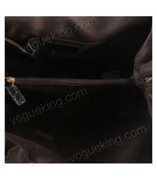 Fendi Zucca Shopper Handbag Black Horsehair With Croc Veins Leather-6