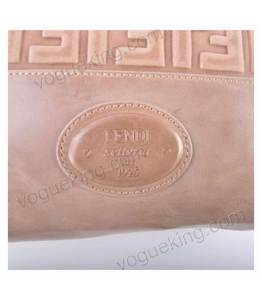 Fendi Zucca Shopper Handbag With Apricot Embossed Leather-4