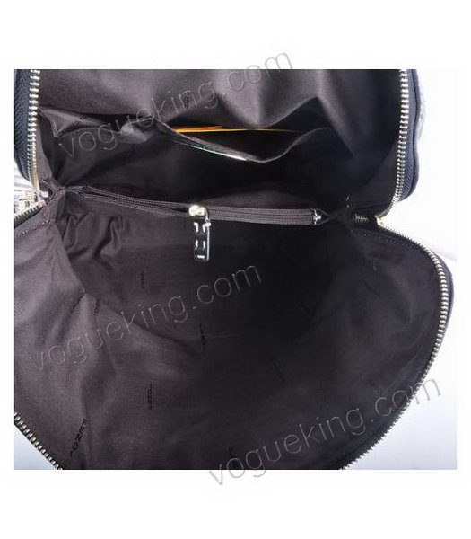 Fendi Zucca Shopper Handbag With Black Stripe Leather-6