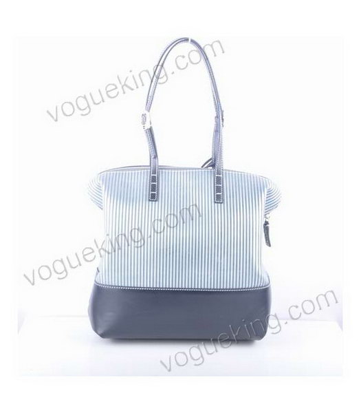 Fendi Zucca Shopper Handbag With Silver Stripe Leather-2