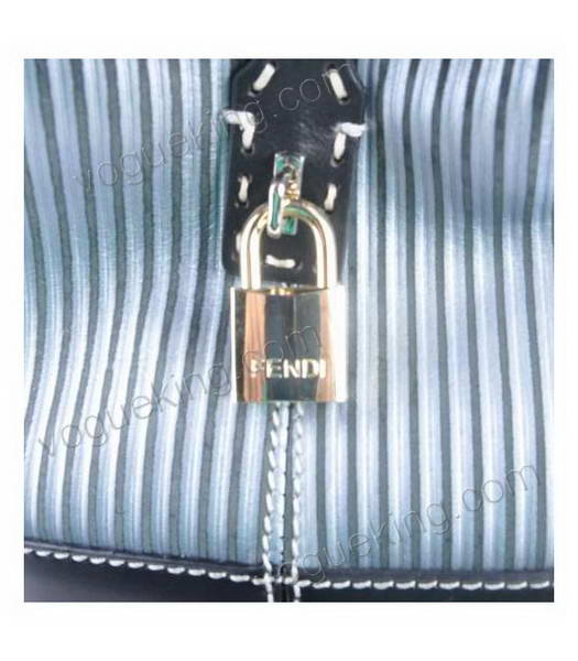 Fendi Zucca Shopper Handbag With Silver Stripe Leather-5