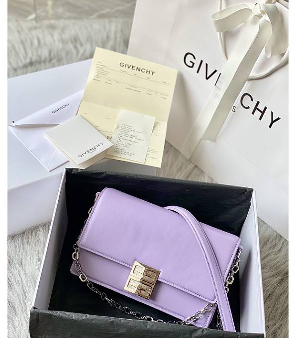 Givenchy 4G Purple Original Box Calfskin Leather Silver Chain 20cm Crossbody Bag