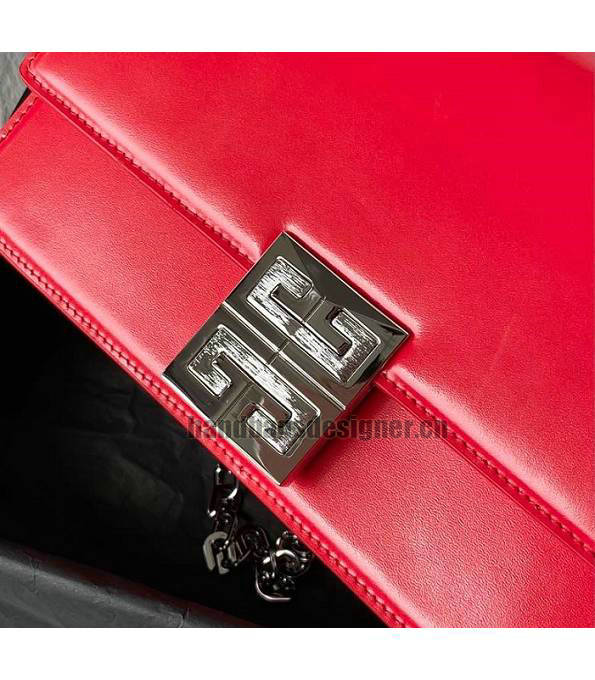 Givenchy 4G Red Original Box Calfskin Leather Silver Chain 20cm Crossbody Bag-6
