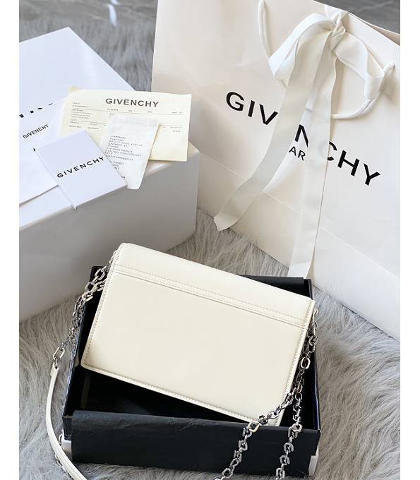 Givenchy 4G White Original Box Calfskin Leather Silver Chain 20cm Crossbody Bag-1